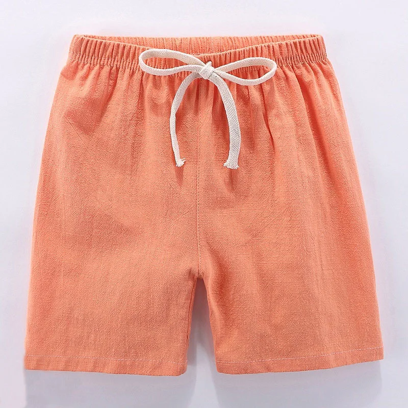 Kids Beach Shorts For Boys Girls Cotton Linen Breathable Elastic Waist Baby Short Pants Summer Thin Children\'s Short 2-10Years
