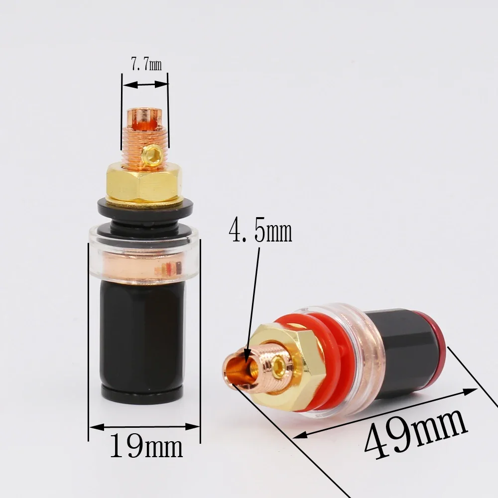 

4pcs Red Copper Plated Amplifier Speaker Terminal Binding Posts for Audio Equipment Connection