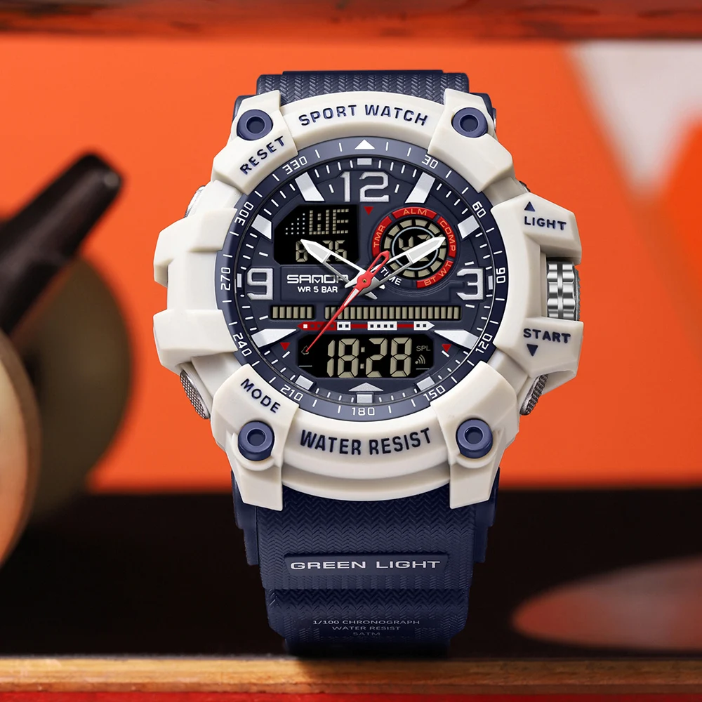 SANDA Luxury Brand Man Wristwatch Sport Waterproof Luminous Day Week Men Watch Digital Multifunction Men's Watches Quartz Reloj