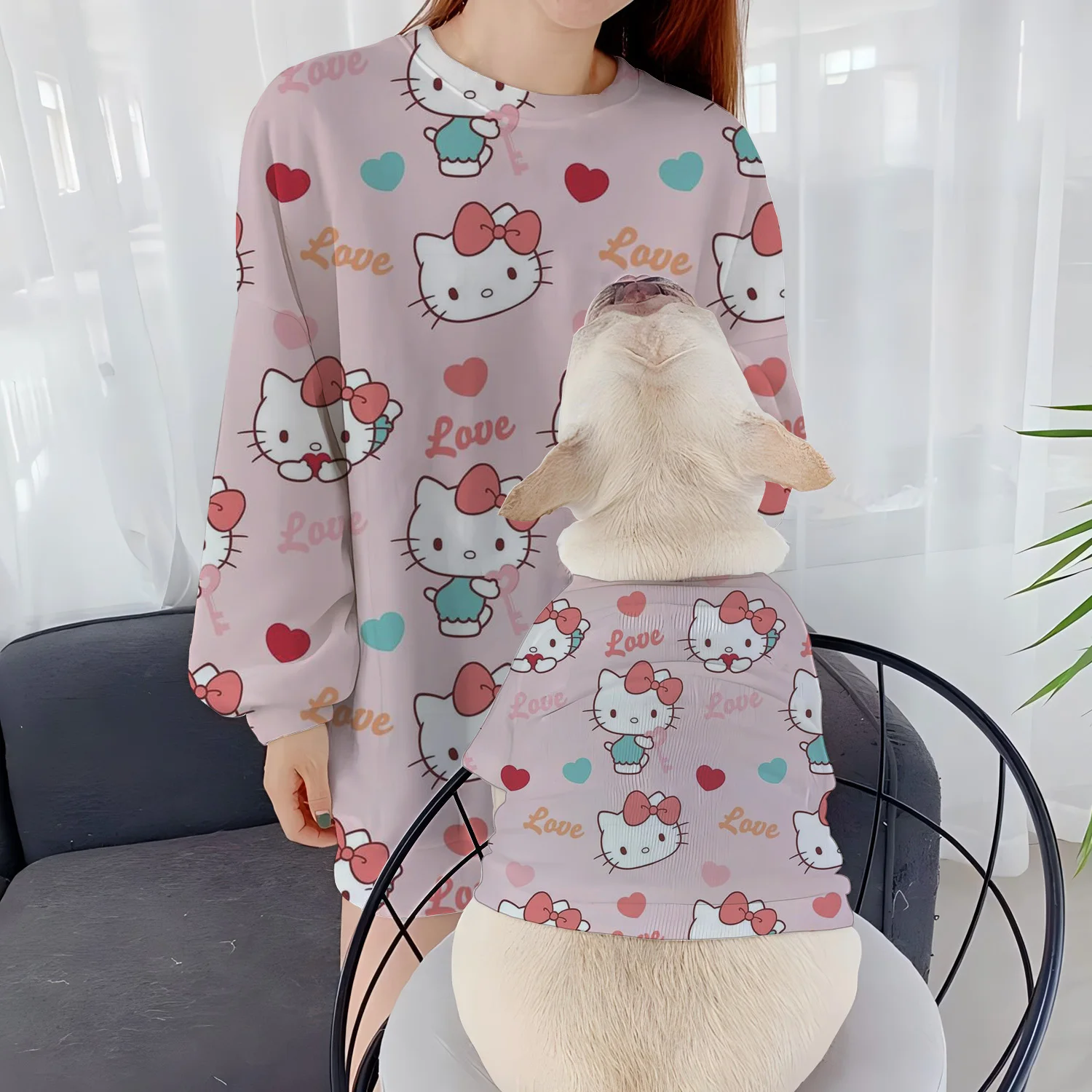 

Casual Sweatshirts Pullover Women Pet Dog Long Sleeve Clothing Women's Autumn Winter Puppy Clothes 2024 Parent-Child Round Neck