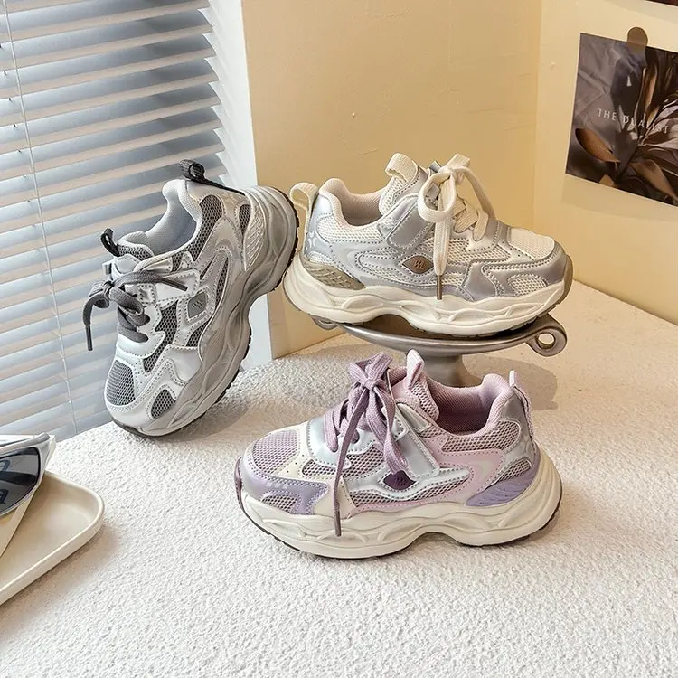 

Детские повседневные кроссовки для лет, легкая обувь с серебряной сеткой для мальчиков и девочек, четырехсезонная детская одинарная обувь, обувь для мальчиков