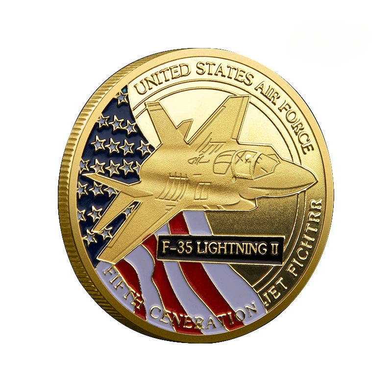 US Fighter Jets Military Coins Air Force F-35 Lightning Fighter Commemorative Coins Challenge Coin Home Decor