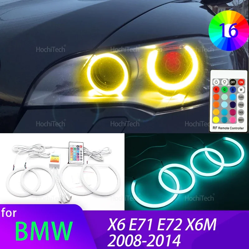 

Для BMW X6 E71 E72 X6M 2008-2014 Аксессуары Высокое качество 16-цветные ультра яркие RGB хлопковые светодиодные кольца «ангельские глазки» дневного света