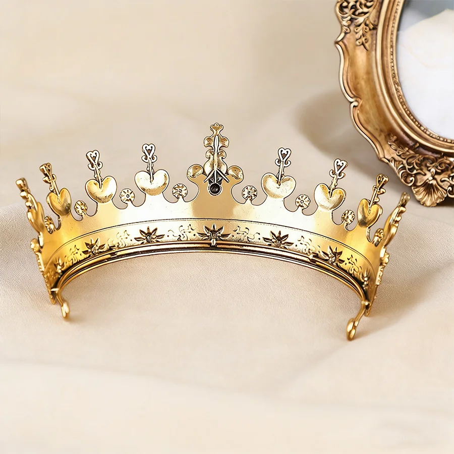 Vintage Baroque Bronze Bridal Tiara Crown Luxury Gold Color Metal Queen Crowns Pageant Prom Birthday Party Wedding Accessories view 4