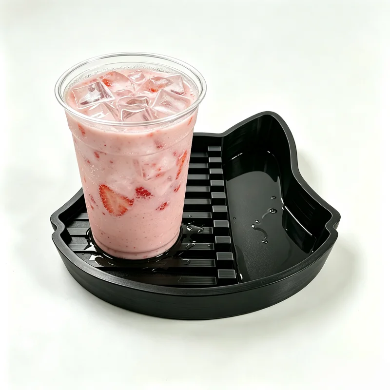 Multifunctional Cat-Shaped Water-Draining Coaster Tray, Condensation Water Collection Coaster, Space-Saving Desktop Organizer, Suitable for Dorms, Bedrooms, and Office Countertops