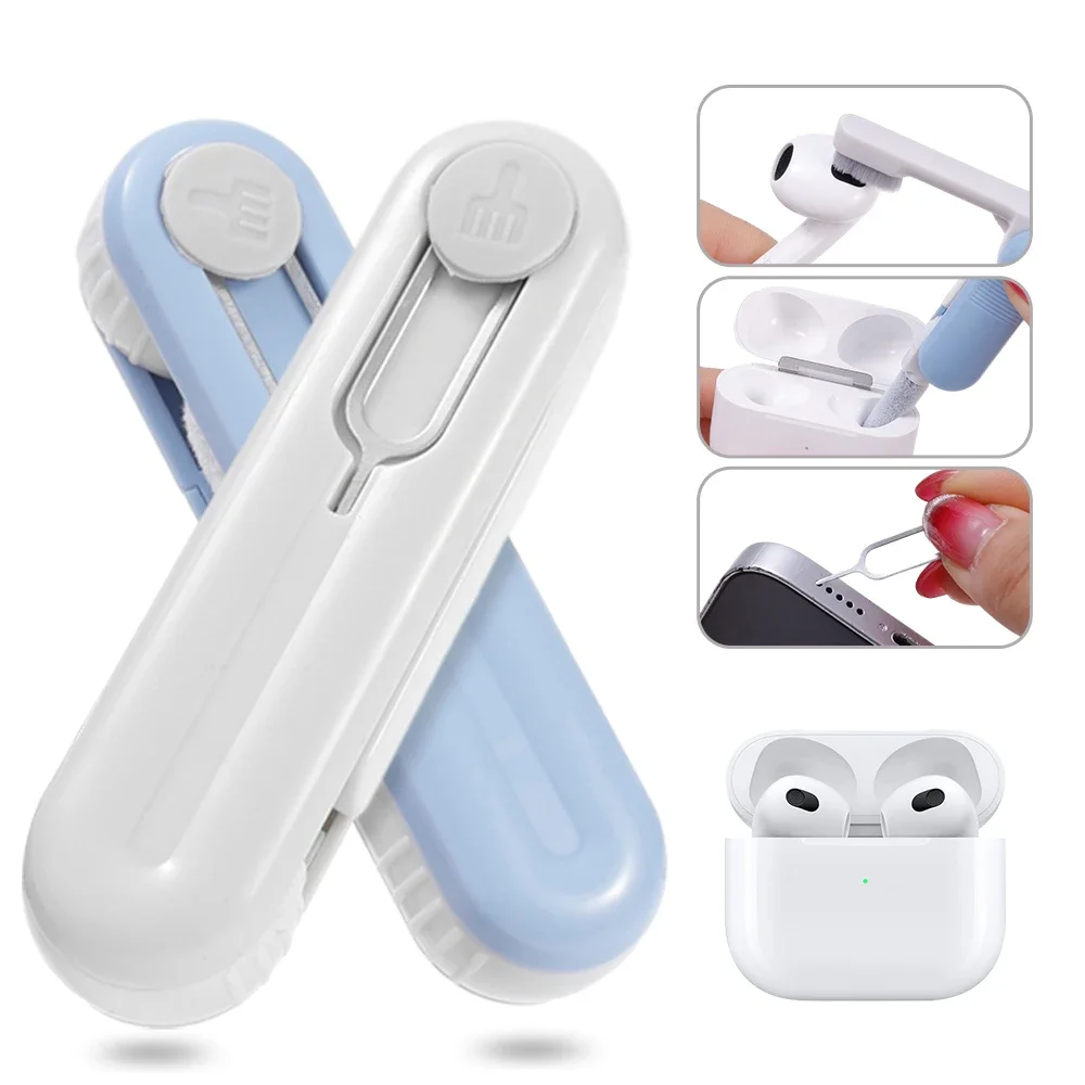 4 in 1 Multifunctional Cleaning Pen Brush Kit for Airpods 3 2 1 Pro Wireless Earbuds Cleaner Tool SIM Card Holder/Removal Needle