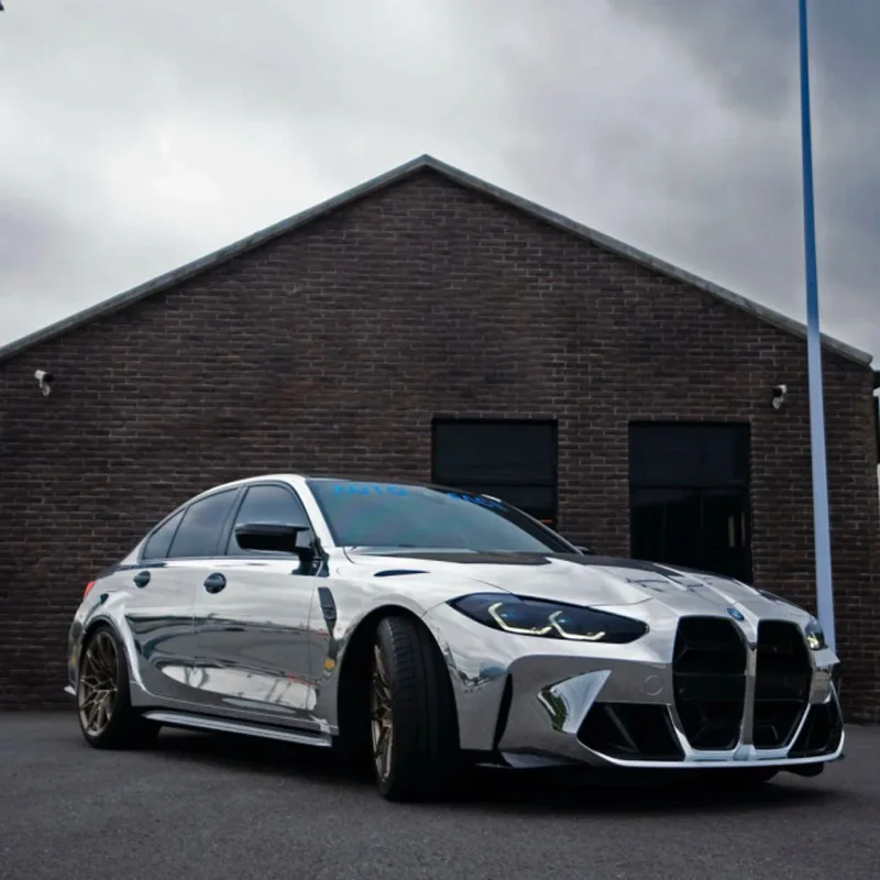 لفة غشاء تغليف من الفينيل الكروم بمرآة فضية ممتازة يمكنك صنعها بنفسك ملصق ذاتي اللصق لتغليف السيارة #3