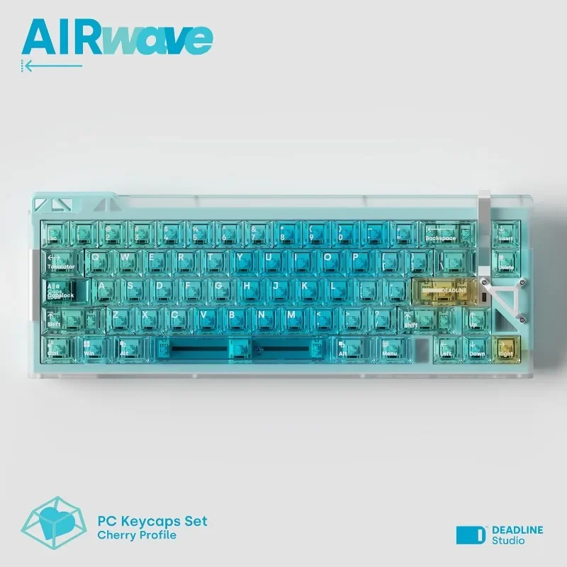 

Unique DEADLINE Key Caps Set Air Wave Blue Transparent PC Material Cherry Original Profile Fit 60%-108% Mechanical Keyboards