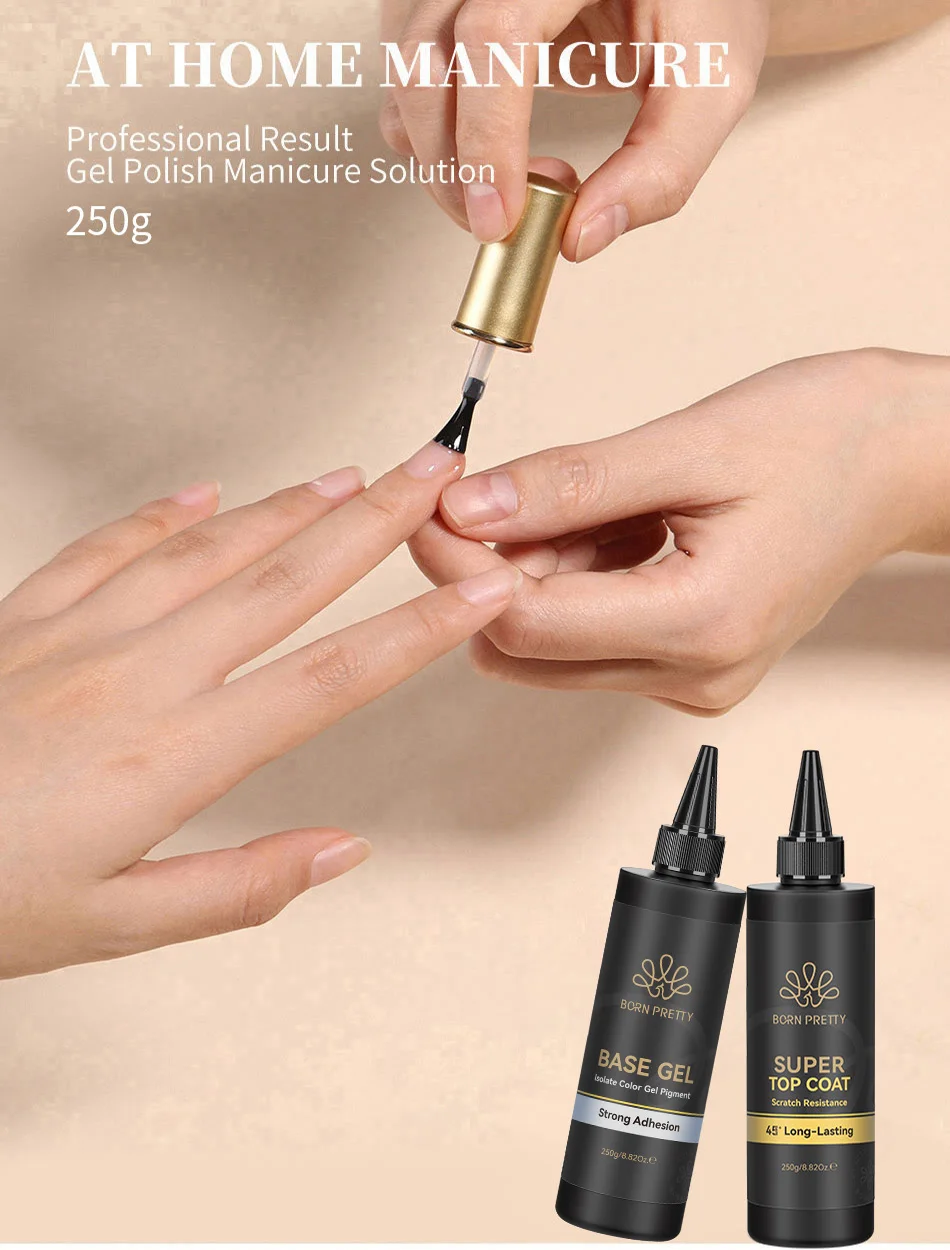 BORN PRETTY 250g Super Top Coat Gel Nagellack Basis-Gel Matt Top Coat Jelly Gel Gummi-Basis-Gel Abziehbarer Großvolumiger Lack – Detail 1