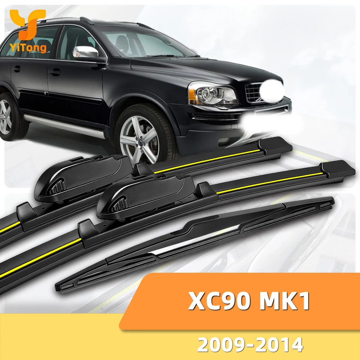 Scheibenwischer passend für Volvo XC90 MK1 (2009-2014) – Naturkautschukstreifen, geräuschlos, langlebig, Auto-Windschutzscheibenwischerblatt, Autoteil