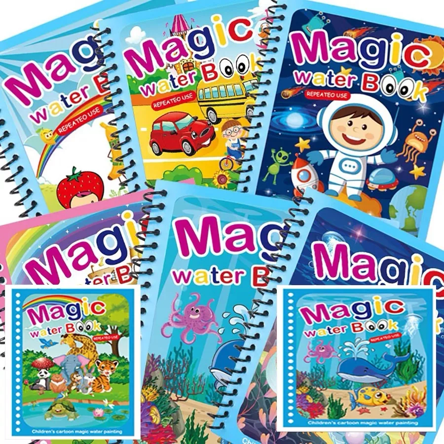 Magic water book i giocattoli montessori sono libri colorati riutilizzabili dipinti ad acqua magici giocattoli puzzle per bambini