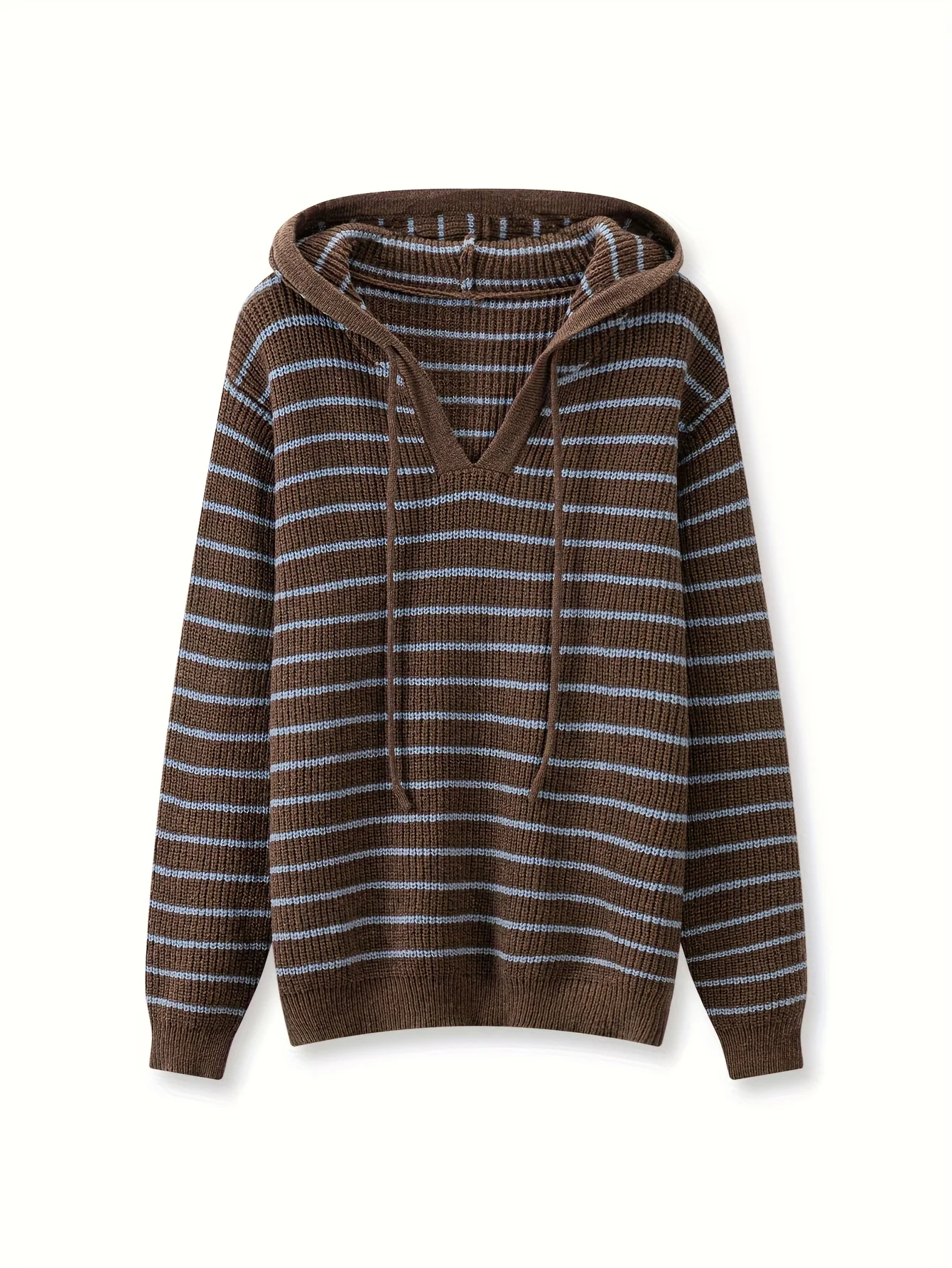 Women's Hooded Striped Sweater - All-Season Soft Tunic, Versatile Layering for Daily Wear. Hand Wash.