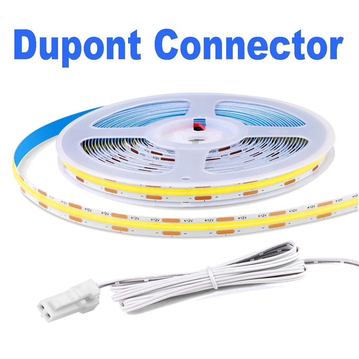 

12V Dupont Interface Plug COB Strip Light 320LED/M High Lumen Linear Lighting Soft Flexible Back Adhesive Cuttable Tape For Home