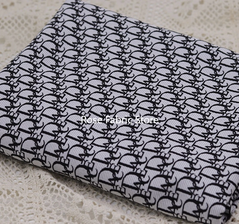 

1 meter striped letter jacquard denim fabric for clothing, menswear, bags, sofa fabrics, home textiles,