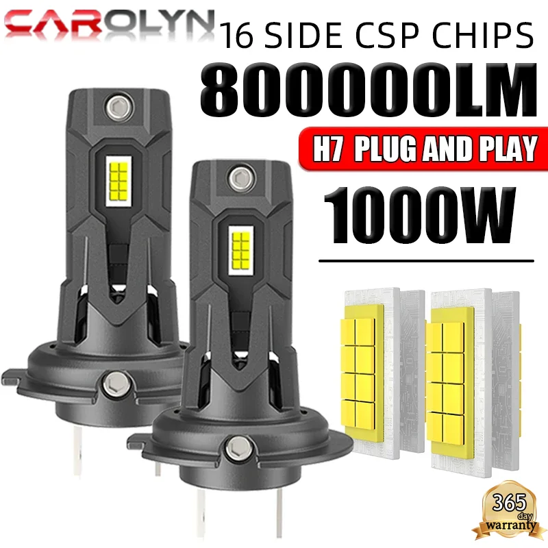 

H7 LED Headlight Bulb Mini Wireless 1000W 8000000LM 6000K 8890 CSP for Car Headlamp Auto Diode Lamps H7 Turbo Led 12V Automobile