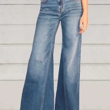 Hohe Taille Jeans für Frauen Lose Gerade Breite bein Jeans Frauen Hosen Streetwear Einfache Temperament Hosen für Frauen Weibliche