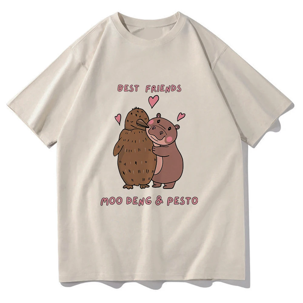 Best Friends Hippo and Penguin T Shirt Funny Men/women Clothing Harajuku Vintage Unisex Tops Cotton Classic Graphic T Shirts