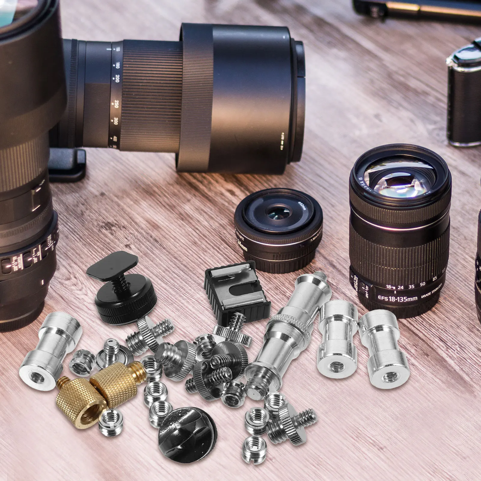 

1 Set Tripod Screw Kit Alloy Mount Screws Replacement Dual Head 1/4 Inch Threaded Adapter For Tripod Mount Parts Metal Screws