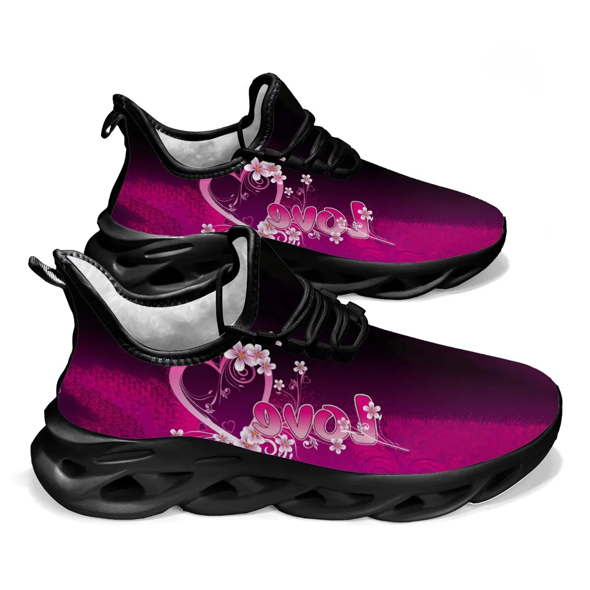 

New Lightweight Sports Shoes Fleece Lined Purple Pink Gradient Heart Flowers Love Sneakers Low-top Kids Running Sneakers