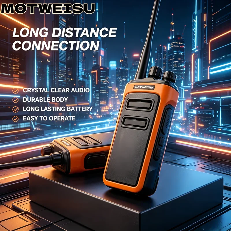 High Power UHF Walkie Talkie 400-470 Mhz with VOX Clear Sound Upgrade Long Range Portable Two Way Radio for Outdoor Communicatio