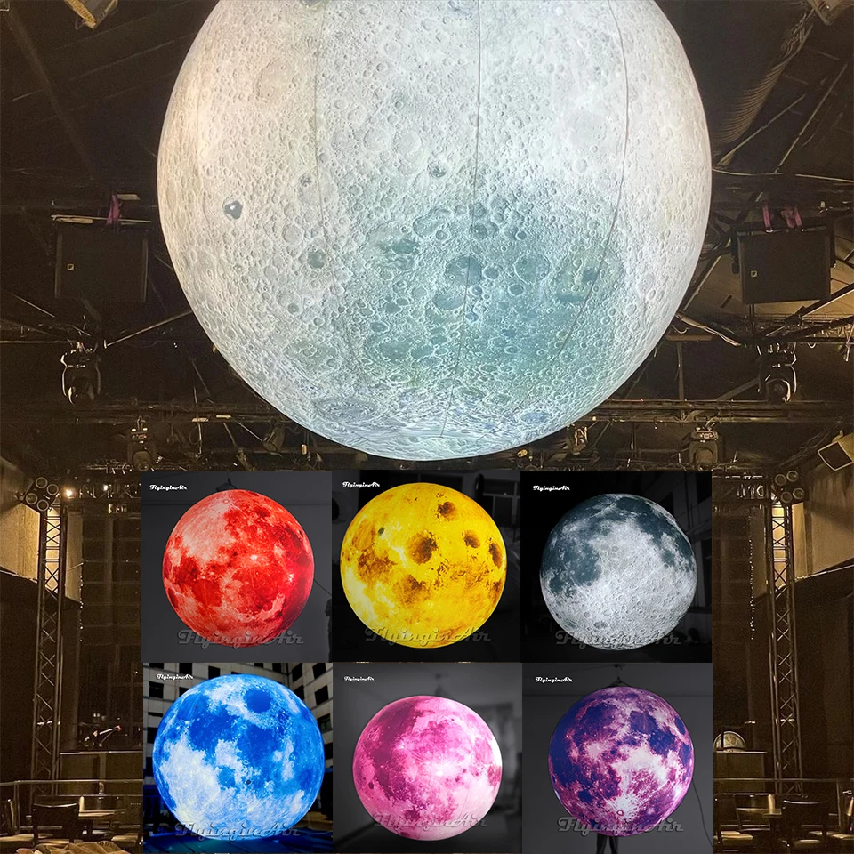 1.5m/6m Hanging/Ground Huge Round Inflatable Moon Sphere Personalized Balloon With LED Light For Party Decoration