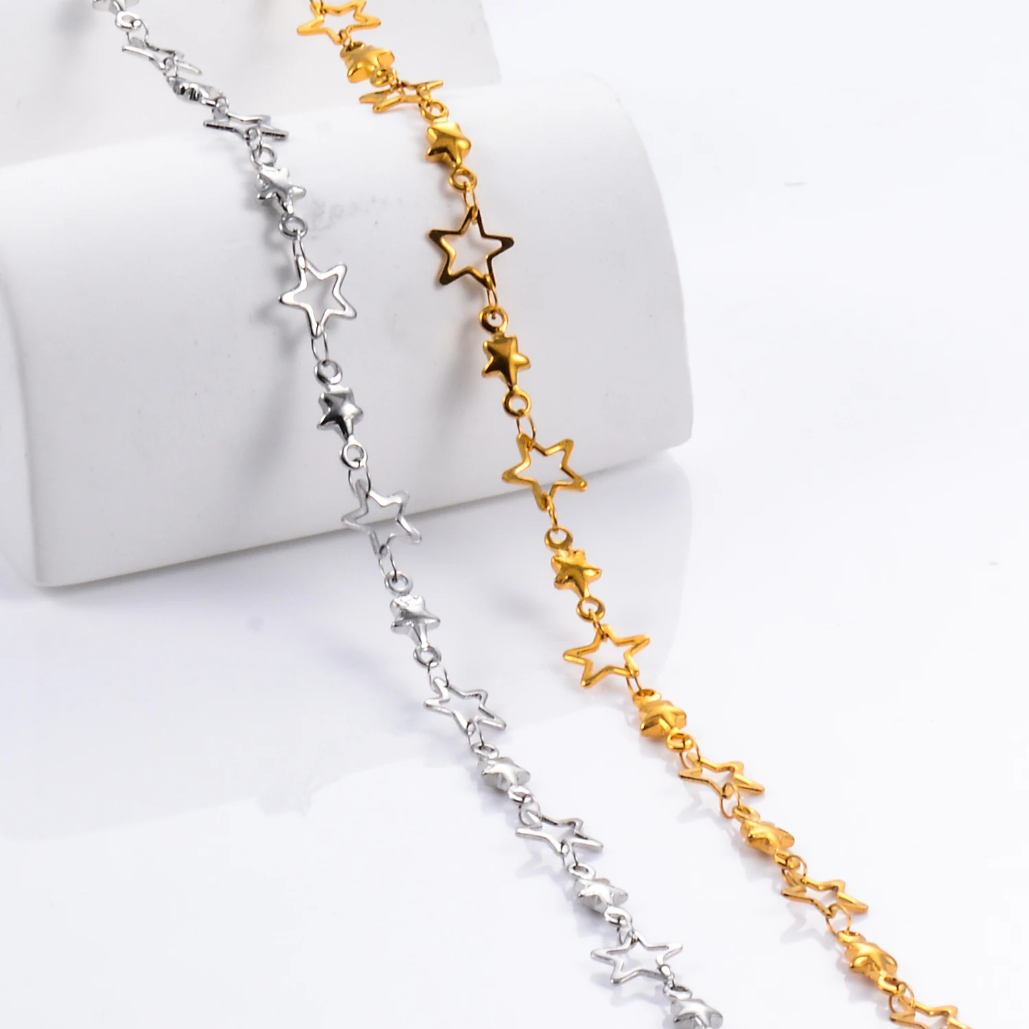 Stainless Steel Skeleton Star Link Chain Necklace for Women Girl Silver/Gold Color Creative Sweet Choker Jewelry Gift