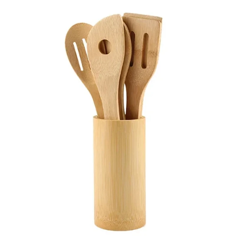 Kitchen Accessories Eco-Friendly Kitchenware Cooking New Shovel Bamboo Spatula Kitchen Utensil 8Pcs Set Retail