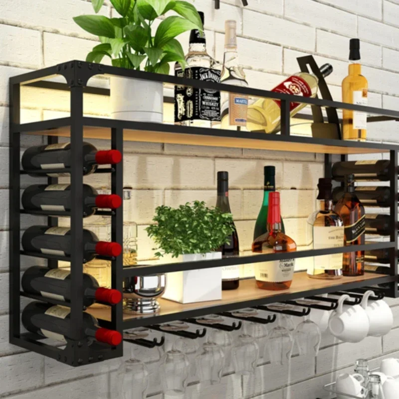 Modern Wine Rack Wall Display Black Vertical Beer Storage Home Bar Cabinet Restaurant Commercial Bar Schrank Bar Decoration