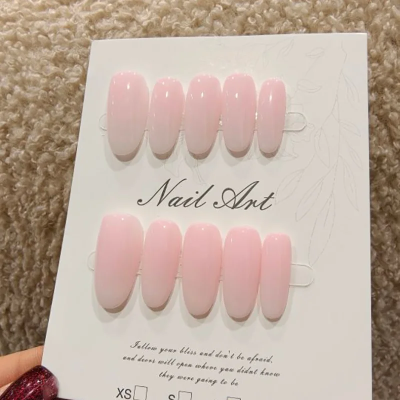 

10Pcs Handmade Nails Pink Gradient Almond Shape Simple and Sweet Press-On Nails Perfect Gift for Girls and Friends