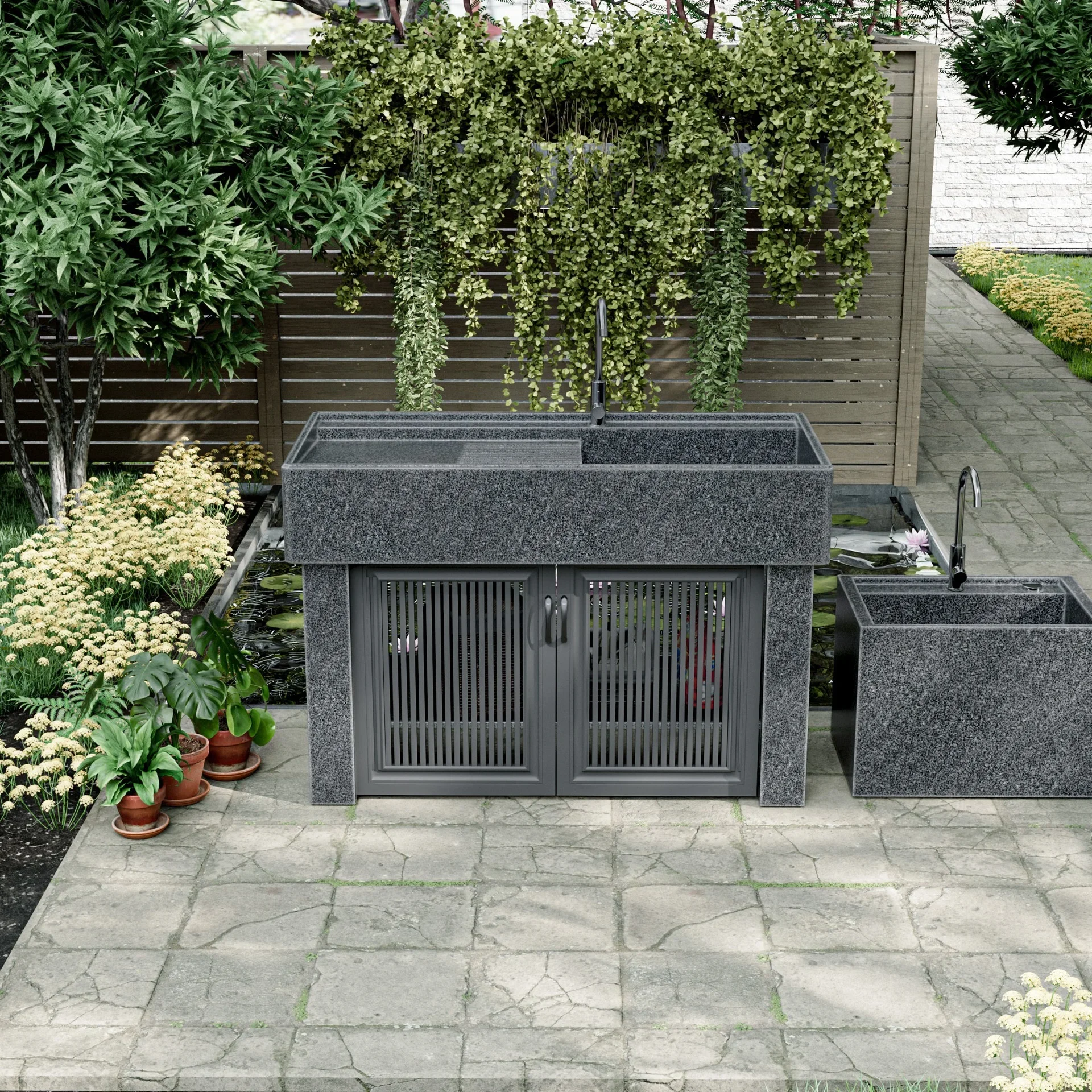 Granite laundry pool with washboard basin outdoor courtyard child wash basin outdoor splicing stone laundry sink