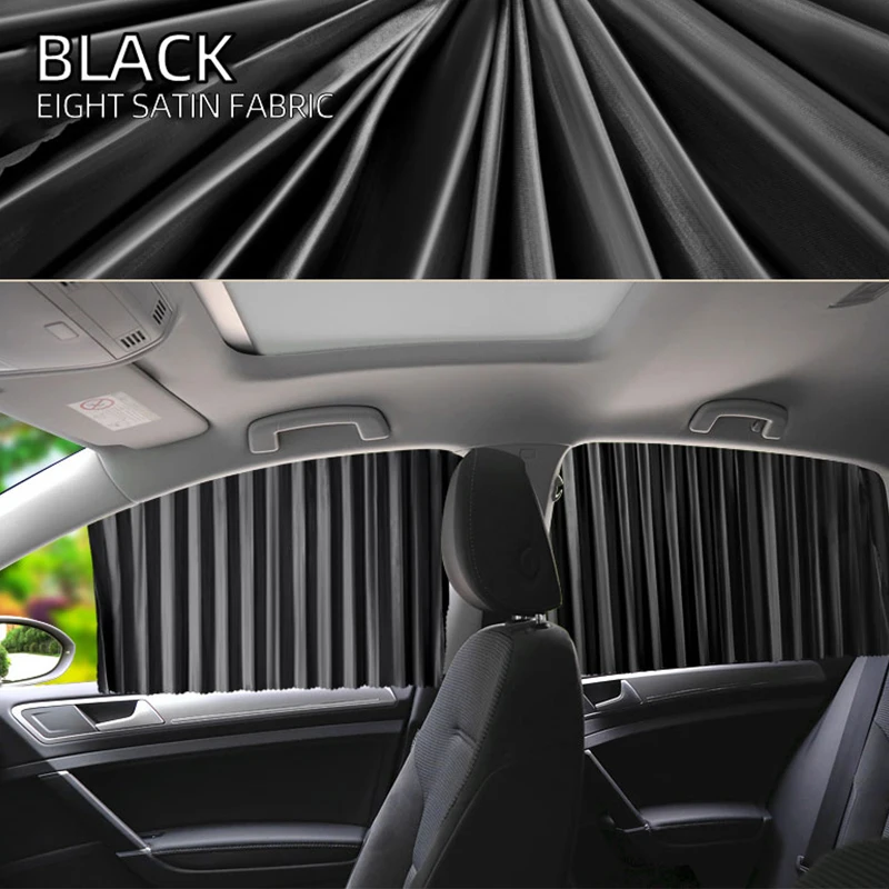 

4PCS/Sets Black Car Front Rear Side Magnetic Window Shades Curtains Sun Protection Privacy Window Shield Blackout Curtains