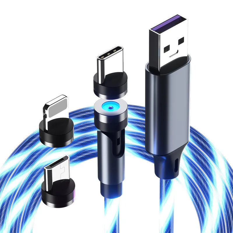 

Flowing Magnetic Phone Charging Cord With Micro USB/ Type-C/ IOS Connectors Glowing Micro Type C Cable Magnetic Cable