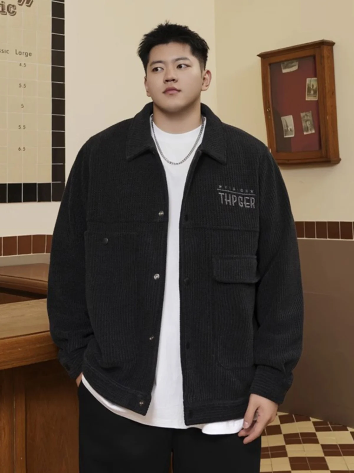 

Модная мужская куртка большого размера с фактурным воротником, повседневная, свободного кроя, с вышивкой, для весны и осени, новая, стильная, удобная посадка