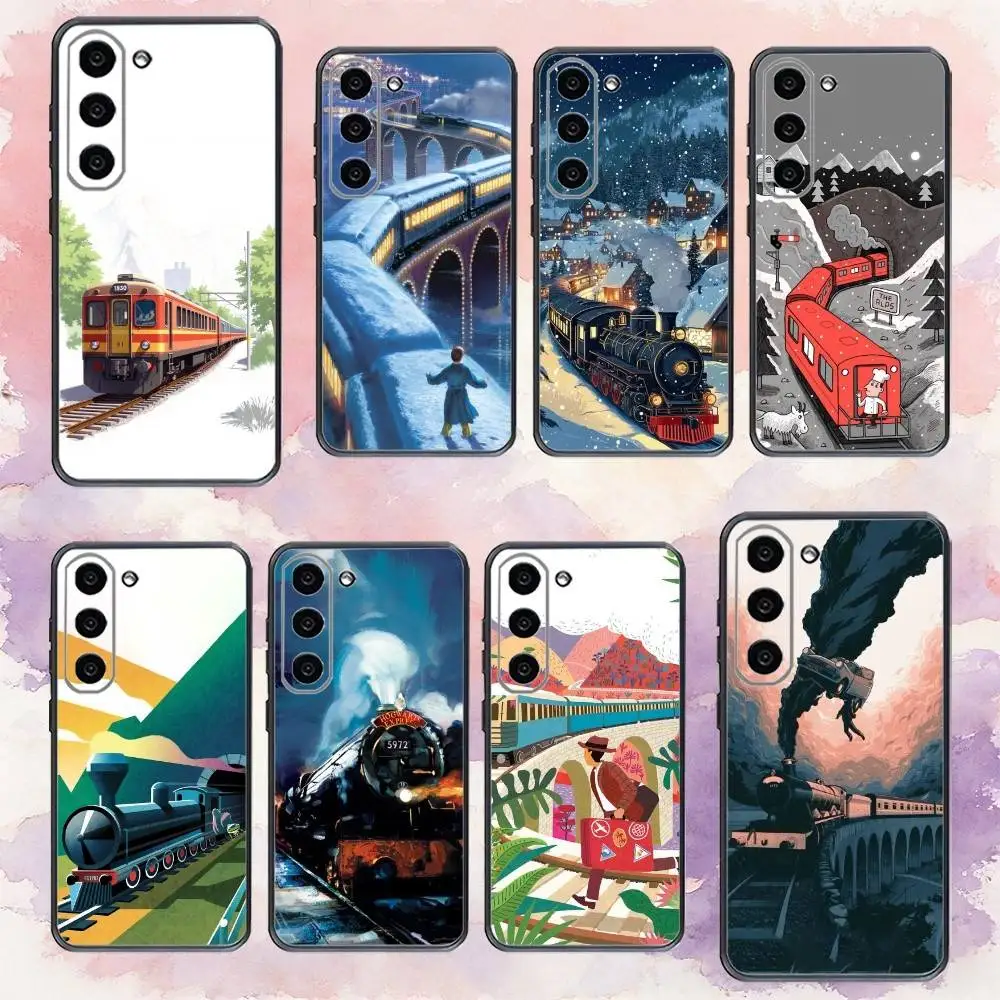 

Cartoon Train Phone Case For Samsung Galaxy A73,A72,A71,A70,A53,A52,A51,Others Soft Black Cover