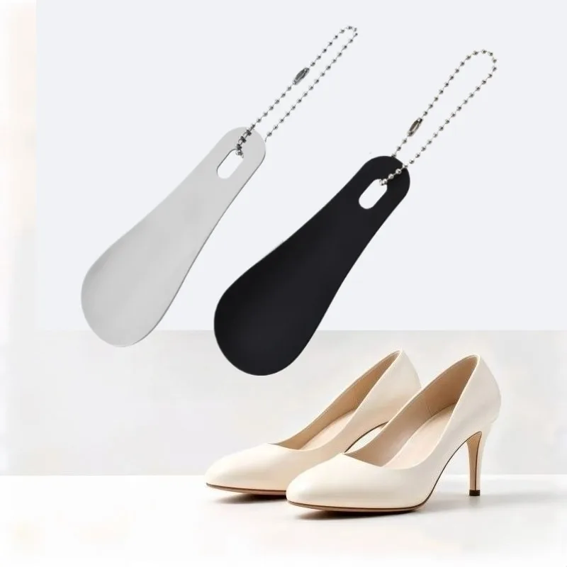 Metal Long Handle Shoe Horn Stainless Steel, Portable Shoe Wearing Tool for Home Travel Elderly Men Women