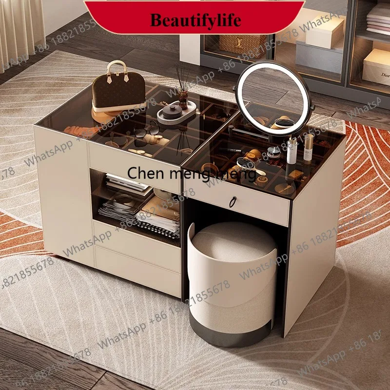 

Italian minimalist cloakroom mid-island cabinet bedroom household dresser chest integrated saddle leather jewelry