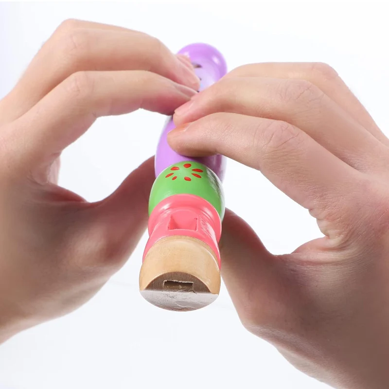 Colorful Piccolo Wooden Flute Musical Instrument For Kids Early Childhood Development Toys Preschool Montessori Educational Gift