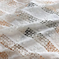 New Natural-white Cotton Cloth Openwork  3D Embroidery Lace Fabric Handmade DIY Clothes Sewing Accessories Width 125cm