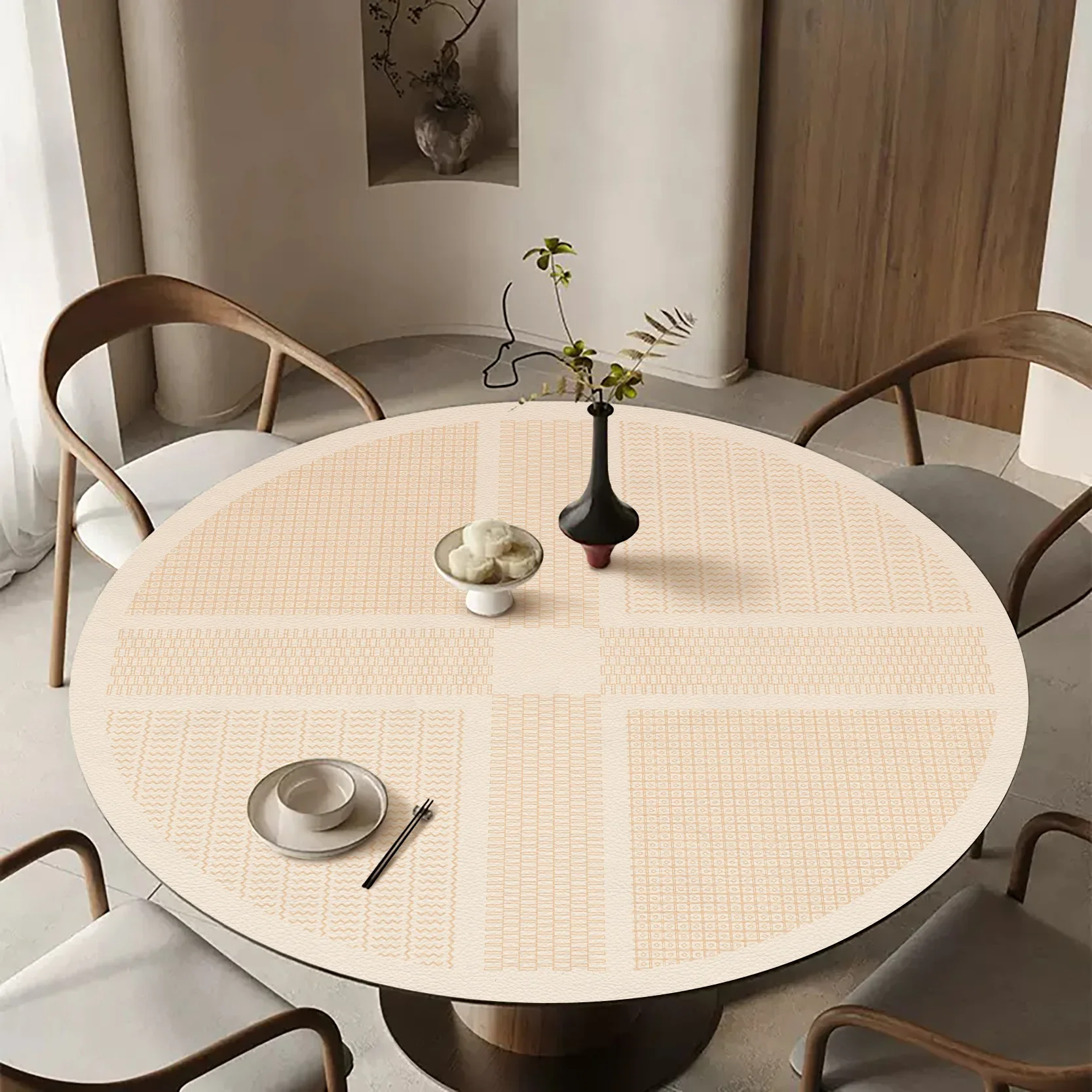 INS Nordic Round Tablecloth Oil-proof Print PVC Leather Table Cloth Outdoor Mat Decoration Table Cover Round Leather Tablecloth