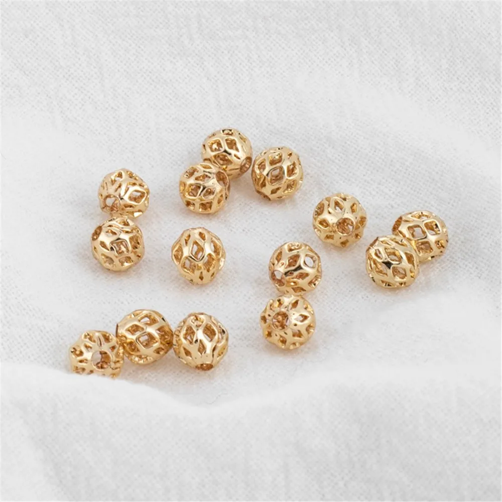 4mm, 5mm, 6mm 14K Gold Hollow Round Beads, Color Preserving Beads, DIY Bracelet