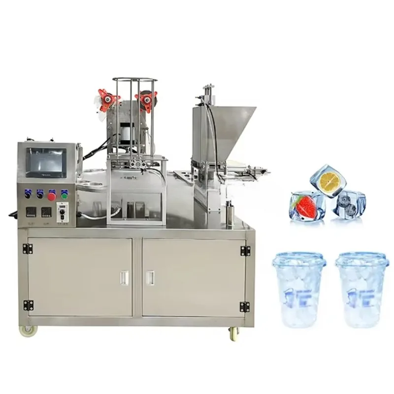 Water Cup Filler Machine Hot sale automatic cup ice cube filling sealing machine ice cups filling packing