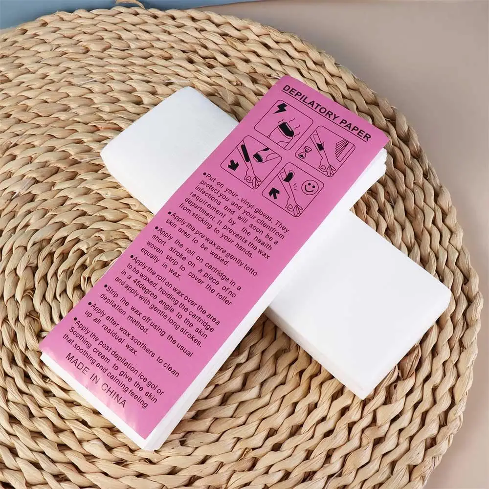 100pcs Gentle Non-Woven Wax Strips Disposable Long-Lasting Hair Removal Wax Paper Painless Smoothness Body and Face Epilator Men