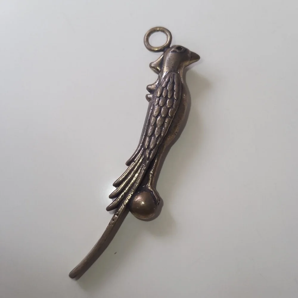 antique Brass Bird Parrot craft DIY Pendant desktop ornament Miniature Fitting Keychain ring Pendant Accessories a1900