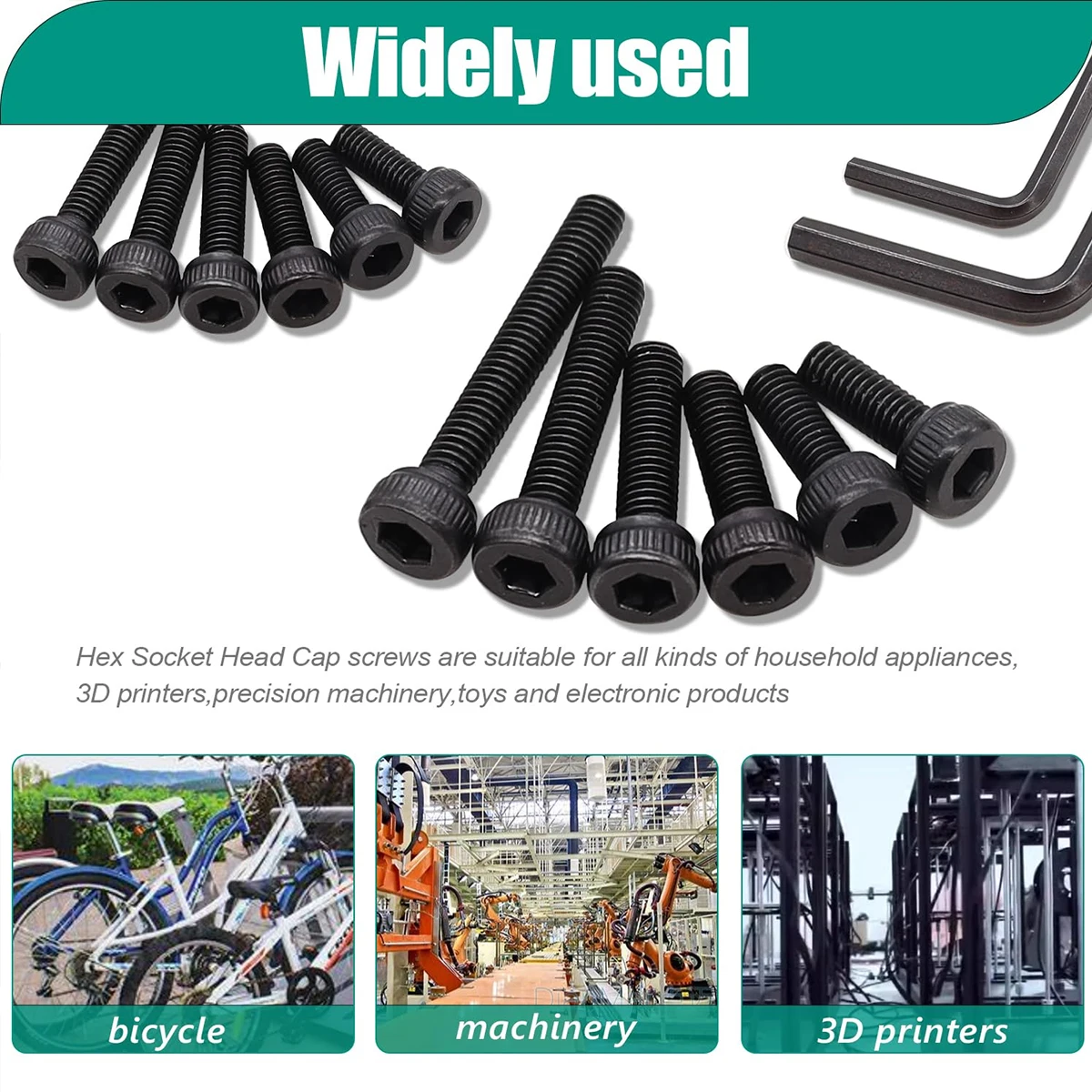 450 PZ 12.9 Grado In Lega di Acciaio M3 M4 x6/8/12/16/20mm Kit Vite Esagono Incassato Vite Esagonale Combinazione Dado e Rondella