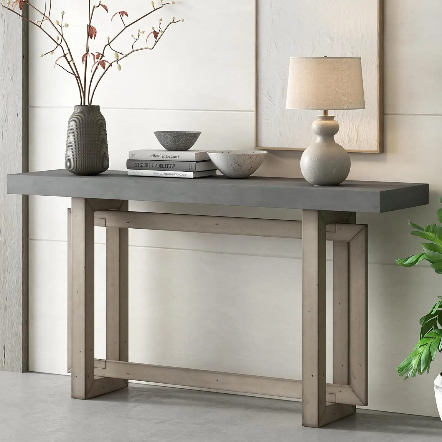 59 Inch Minimalist Solid Wood Console   for Entryway Sofa Behind Living Room Hallway Decoration Storage Customized