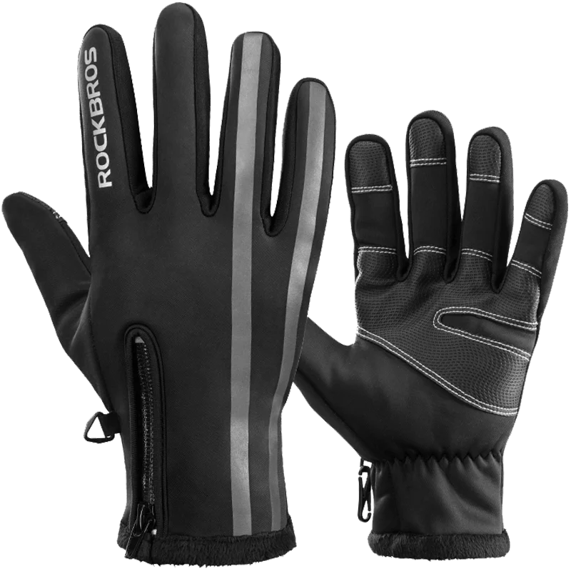 ROCKBROS guantes de invierno bicicleta motocicleta SBR hombres mujeres dedo completo guantes a prueba de viento cálido polar esquí guante equipo de ciclismo