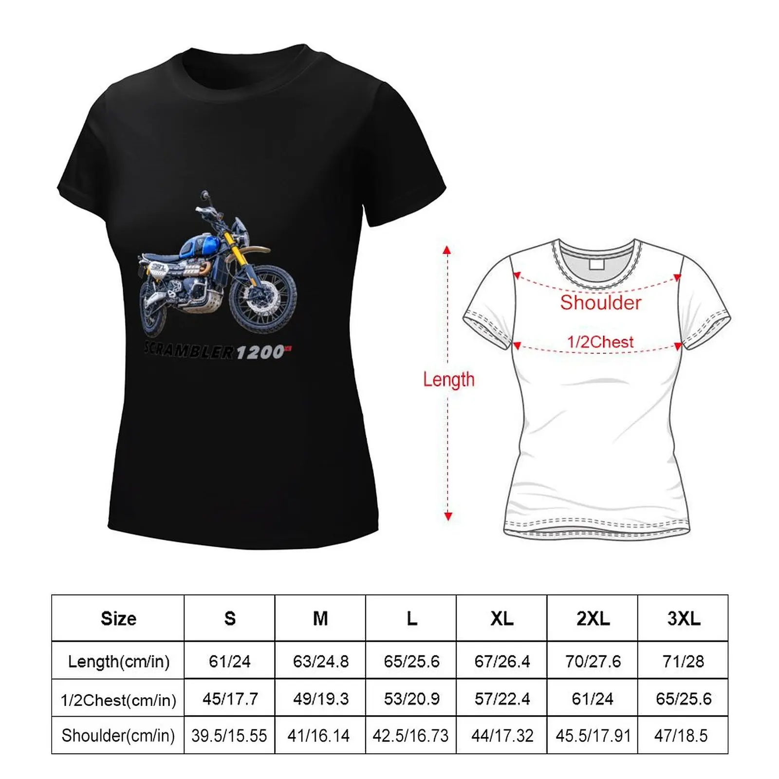 Camiseta de manga curta feminina, Blusa extragrande, T sexy, branca, Scrambler, 1200