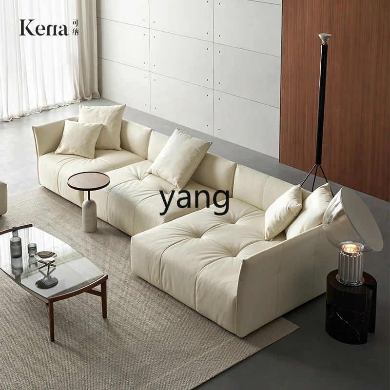 

LMM minimalist tofu cubes living room straight row leather modern cream wind trio