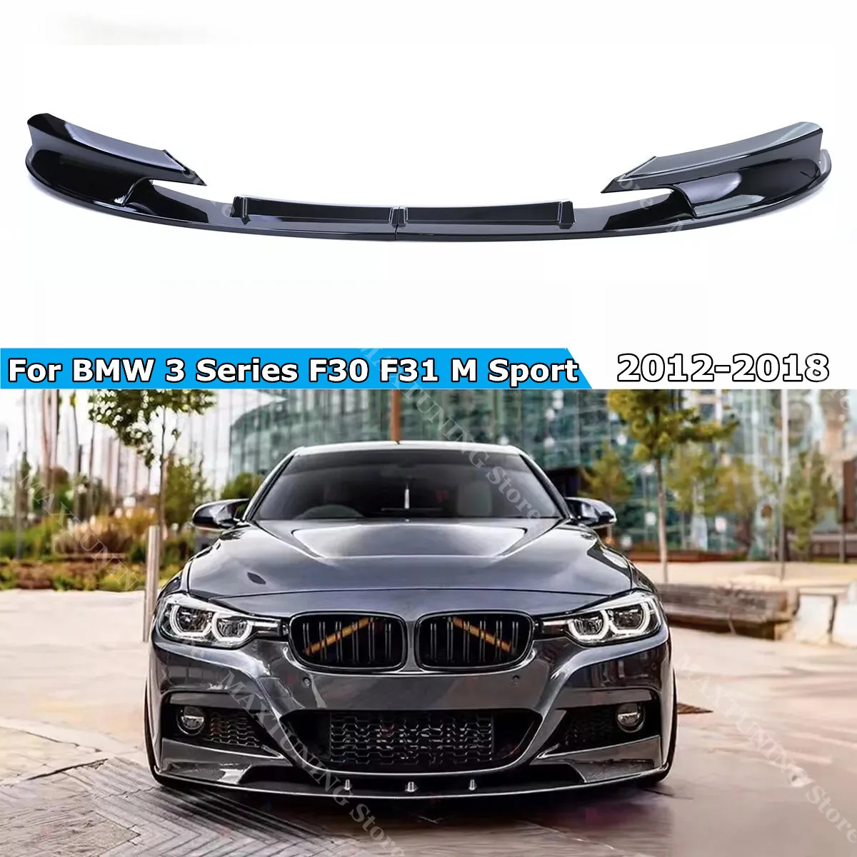 For BMW 3 Series F30 F31 M Sport 2012-2018 Black Car Front Bumper Spoiler Lip Splitter Body Kit Bumper Lip Chin Diffuser Guard
