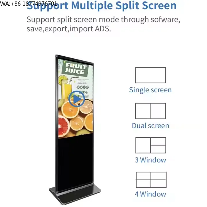 50 Inch LCD Freestanding Touch Screen Floor Stand Kiosk Digital Poster Billboard Advertising Display for Elevator Built-In CMS